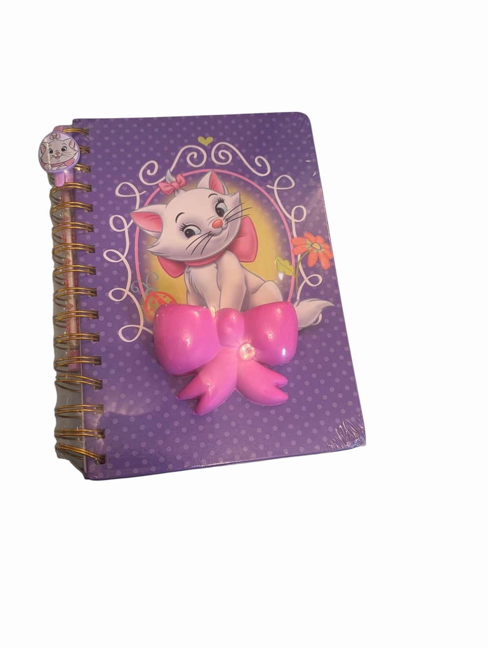 Disney Purple Kitty Spiral Notebook with Pink Bow